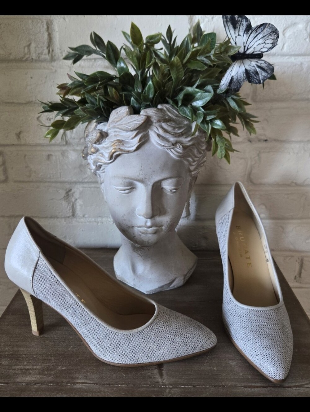 NEW Made In ITALY Brunate Heels In "Moon", 7.5, Neutral, ORIG $325